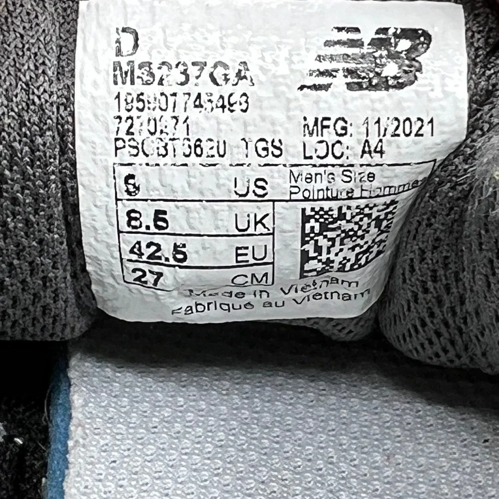 New Balance 237 Men's Size 9 Casual Sneakers Lifestyle Shoes Black White MS237GA